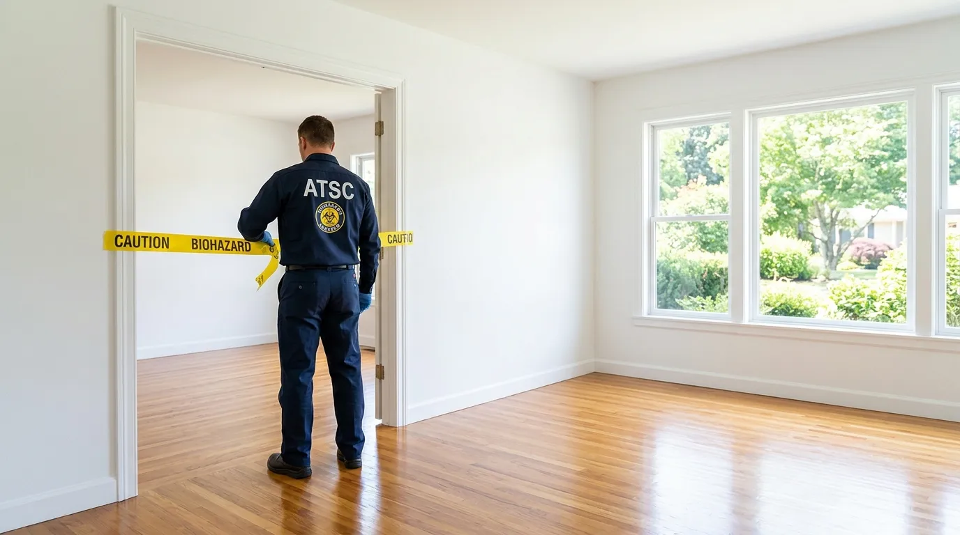 Certified biohazard cleanup crew performing Trauma Scene Cleanup in Montclair